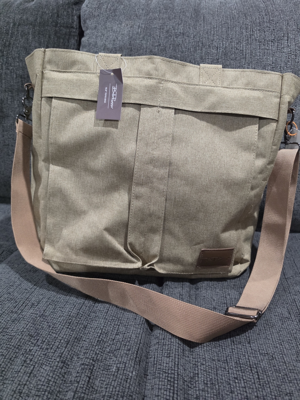 Canvas Tote with Adjustable Strap in Khaki by